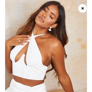 White zipper back top